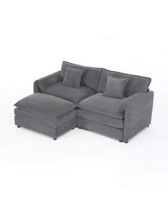 Deep Seat Sectional Sofa Cloud Couch with Ottoman, Modern Chenille Comfy Love Seat Upholstered Modular L Shaped Couch,DIY Combination