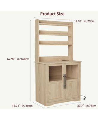 6-Tier Farmhouse Baker s Rack with Power Outlet Kitchen Pantry Hutch