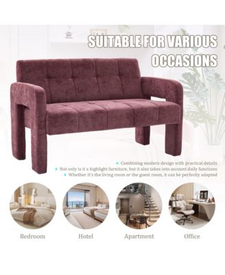 Modern Double Armchair Living Room & Bedroom Compact Upholstered Sofa Leisure Sofa Comfortable Seating with Dual Armrests