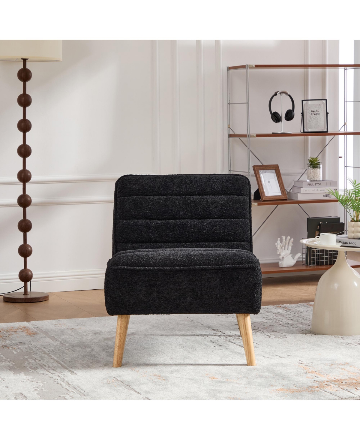 Boyel Living Modern Armless Accent Chair with Metal Legs, Velvet Upholstered Small for Room, Bedroom and Office