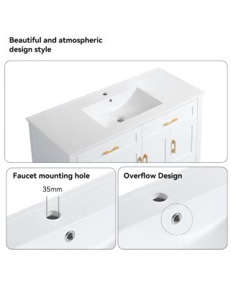 48" Transitional Bathroom Vanity with Ceramic Sink, Soft Close Doors,  MDF Cabinet, Elegant Storage Space for Modern Homes