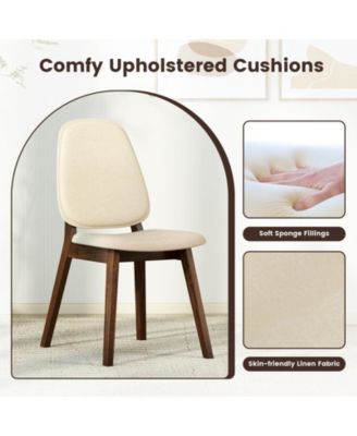 Mid Century Modern Upholstered Wooden Dining Chairs Set