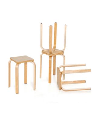 Stackable Stools Set of Four with Square Tops