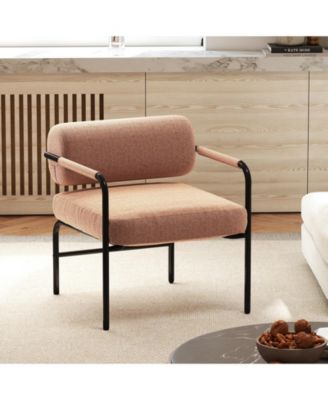 Velvet Upholstered Accent Chair with Metal Armrests