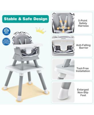 6 in 1 Convertible Baby High Chair with Adjustable Tray