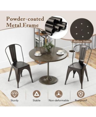 Metal Dining Chairs Set of Four with Removable Backrest