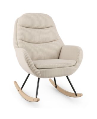 SUGIFT Upholstered Nursery Rocking Chair with Padded Seat and Back - Macy's