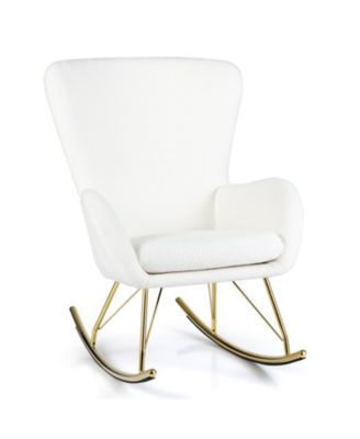 Nursery Rocking Chair with Curved Backrest and Armrests