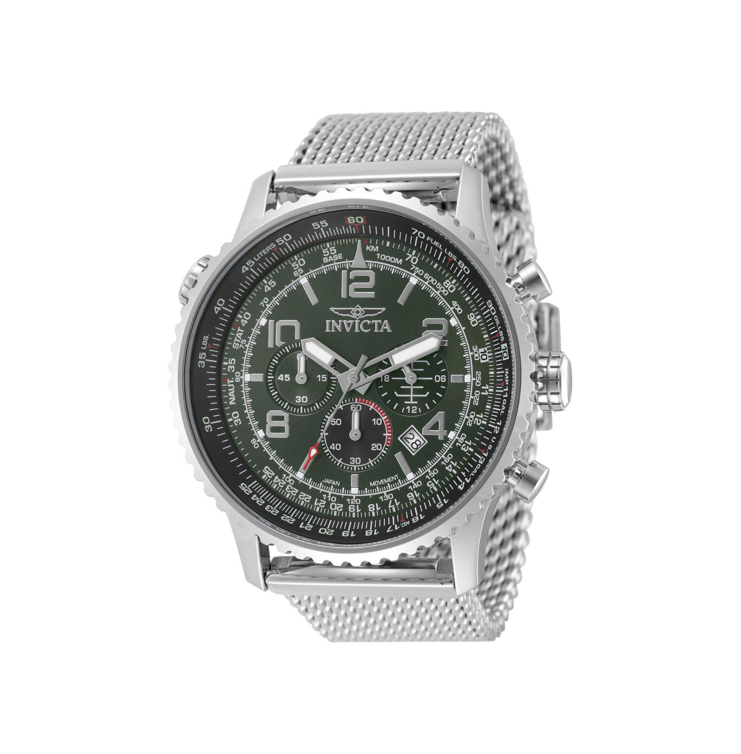 Мужские часы Invicta 49752 Aviator Quartz Chronograph Dial Watch, цвет: Серебряный — фото 3
