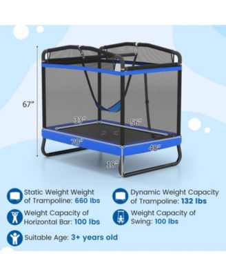 6 FT Kids Trampoline w/Swing and Horizontal Bar Safety Enclosure Net