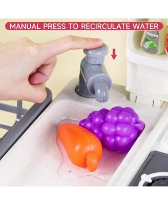 52-Piece Kitchen Playset with Realistic Water Spray and Light-Up Sound Stove