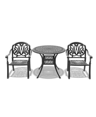 3 Piece Bistro Table Set Cast Aluminum Patio Dining Set with Table, Random Color Cushions