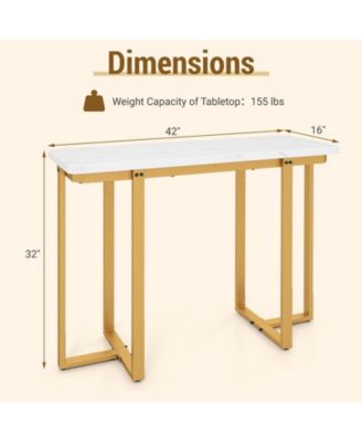 Modern Entryway Console Table with Marble Top and Metal Frame