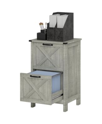   Drawer Vertical File Cabinet, Rustic Farmhouse Filing Cabinet with Barn Doors for Letter Size, Printer Stand with Storage for Office