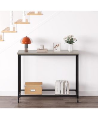 Industrial Console Table, Behind Couch Table with Glass Shelf, Narrow Metal Frame Hallway Table, Entryway, Living, Bedroom