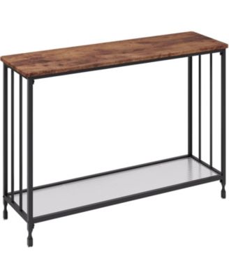 2-Tier Industrial Console Table with Shelves, Narrow Sofa Table for Entryway, Foyer, Bedroom, Living Room, Retro, 41.3"x11.8"x31.8