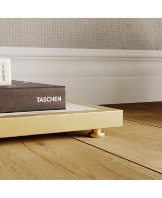 Entryway Table with Diamond Metal Frame, Marble Console with Open Shelf Storage, Adjustable Feet