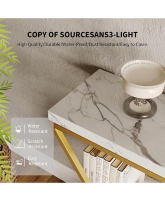 Industrial 3-Tier Console Table with Open Storage, X-Frame Metal, Narrow Sofa Table