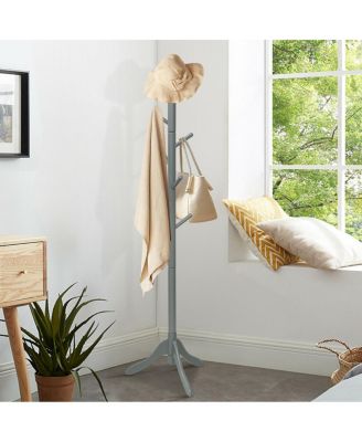 Adjustable Wooden Tree Coat Rack with Eight Hanging Hooks