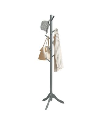 Adjustable Wooden Tree Coat Rack with Eight Hanging Hooks