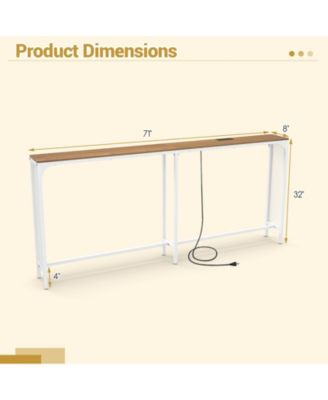 Narrow Console Table with Built In Power Outlet for Small Spaces