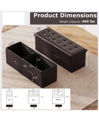 Folding Storage Ottoman Bench for End of Bed Seating