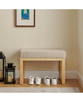 Upholstered Wooden Ottoman Bench, Shoe Changing Bench, Rustic Entryway Shoe Bench for Bedroom, Living Room, Entryway