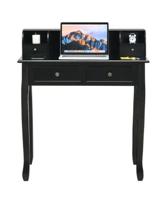 Writing Desk Vanity Computer Desk with Two Tier and Drawers