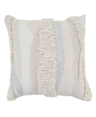 Embroidered Stripe Decorative Pillow, 18" x 18"