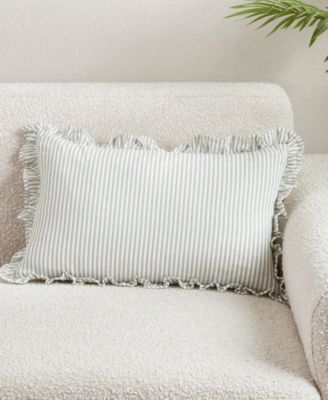 Striped Ruffle Edge Decorative Pillow, 12" x 20"