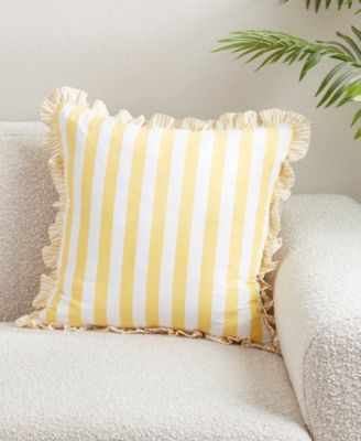 Striped Ruffle Edge Decorative Pillow, 18" x 18"