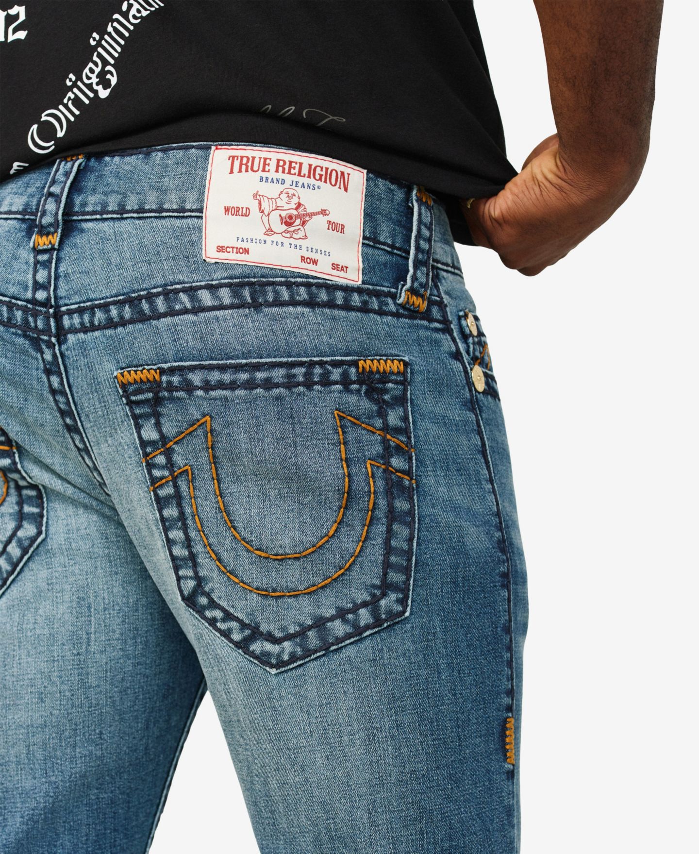 Мужские шорты True Religion Rocco Skinny Super T Denim Shorts, цвет: Тёмно-зелёный джинсовая тёмная варка — фото 3