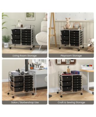 Nine Drawer Rolling Storage Cart with Metal Frame Organizer