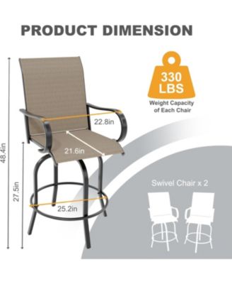 4 PCS Outdoor Swivel Bar Stools Set, All Weather High Back and Armrest Patio Chairs for Deck