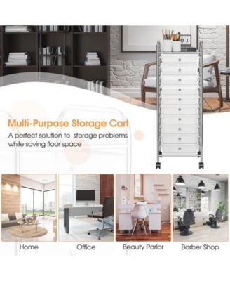 Ten Drawer Rolling Storage Cart Organizer with Universal Casters
