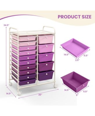 Fifteen Drawer Utility Rolling Storage Cart for Multi Use