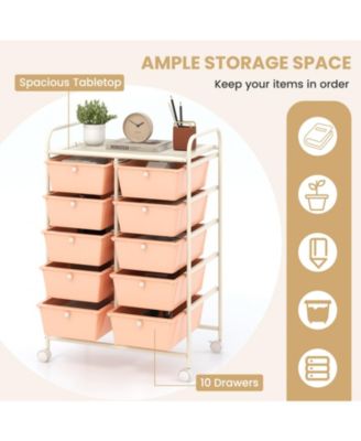 Ten Drawer Rolling Storage Cart Organizer for Home and Office