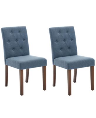 Set of 2 Modern Fabric Upholstered Dining Chairs with Sturdy Wood Legs and Rubber Frame