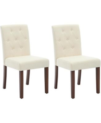 Set of 2 Tufted Parsons Upholstered Dining Chairs with Wood Legs