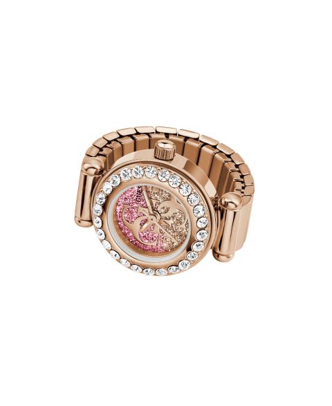 Женские часы GUESS Glitz Rose Gold-Tone Stainless Steel Analog Ring, 18mm