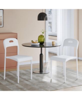 Set of 2 Stackable Modern Plastic Dining Chairs with Metal Legs, Waterproof and Stain-Resistant