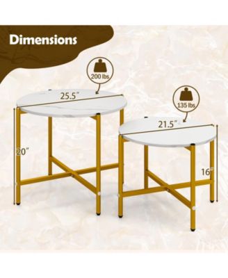Round Coffee Table Set of Two with Metal Frame