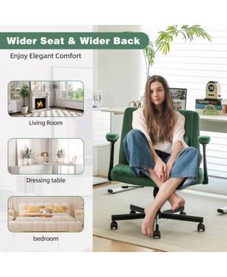 Velvet Criss Cross Armrest Office Chair with Wheels, Comfortable for Home Office, Reading and Vanity