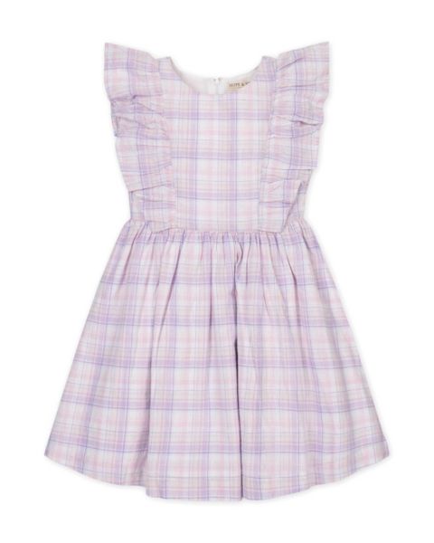 Платье Hope & Henry Linen Flutter Sleeve Pinafore Dress для девочек-малышей, цвет: Клетчатый
