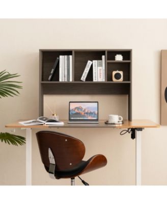 Computer Desktop Bookcase with 4 Cubbies and Open Back Compartment