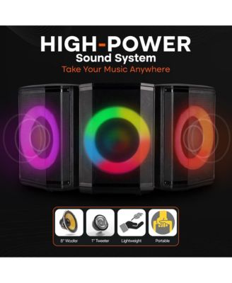 8 True Wireless Stereo Speaker System with LED Lights and Tripod Stand (PPHP868STBG)