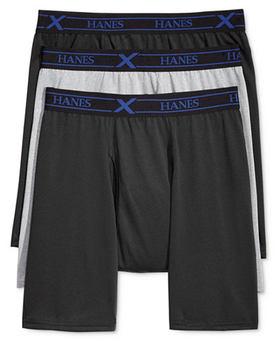 Hanes Men's 3-Pk. X-Temp Synthetic Boxer Briefs - Black/Grey