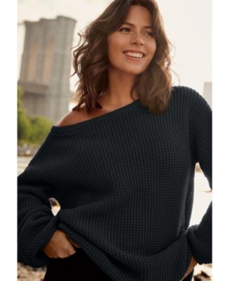 Plus Size Waffle Stitch Pullover Sweater