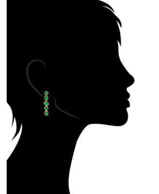 18K Gold-Plated Bezel Set Multi-Shape Green CZ Drop Earrings