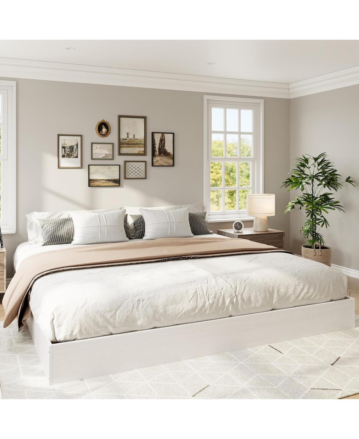 gaomon Wood Platform Bed Frame, Wooden Frame Without Headboard, Slat Support, No Box Spring Needed